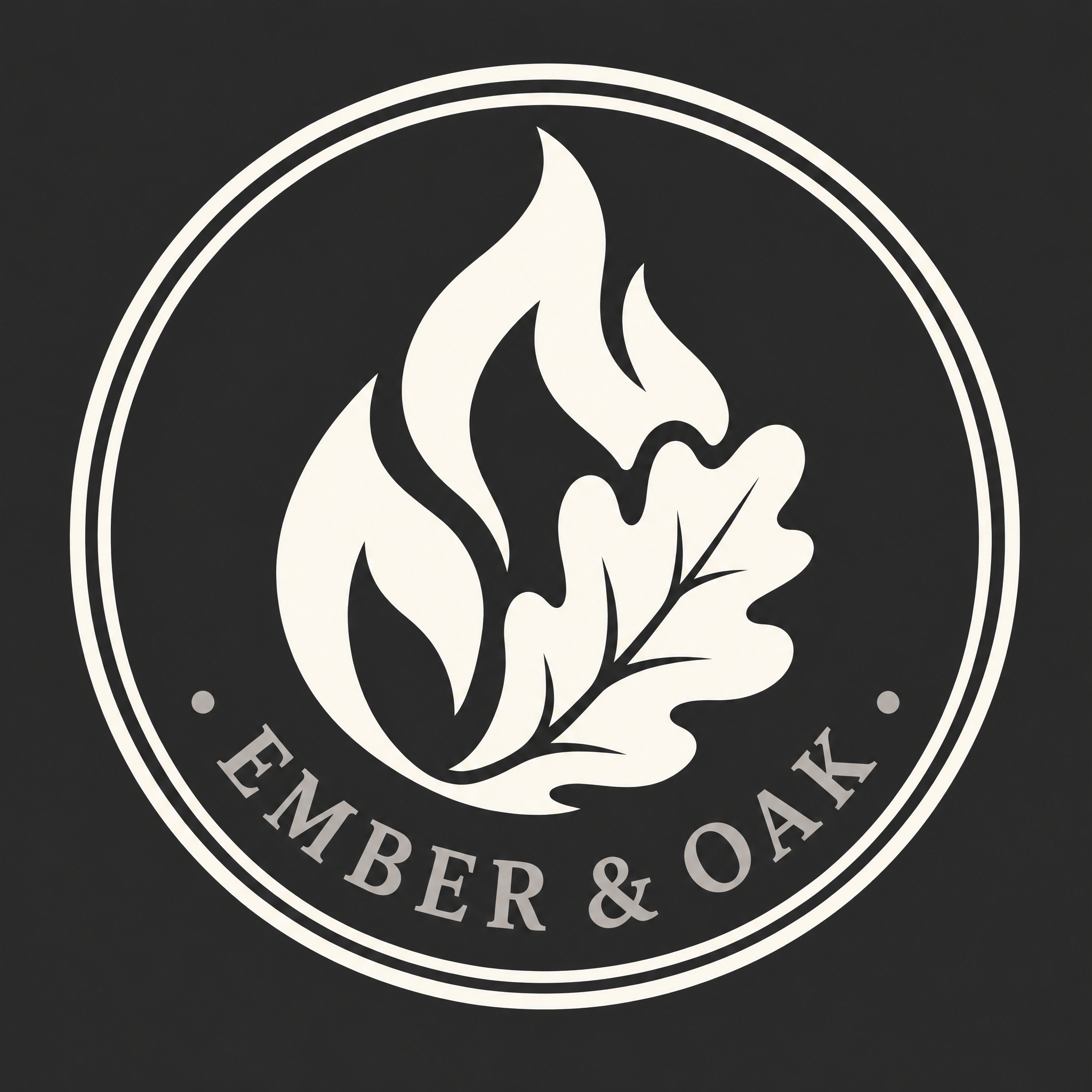 Coffee roastery badge logo reproduced in off-white on charcoal