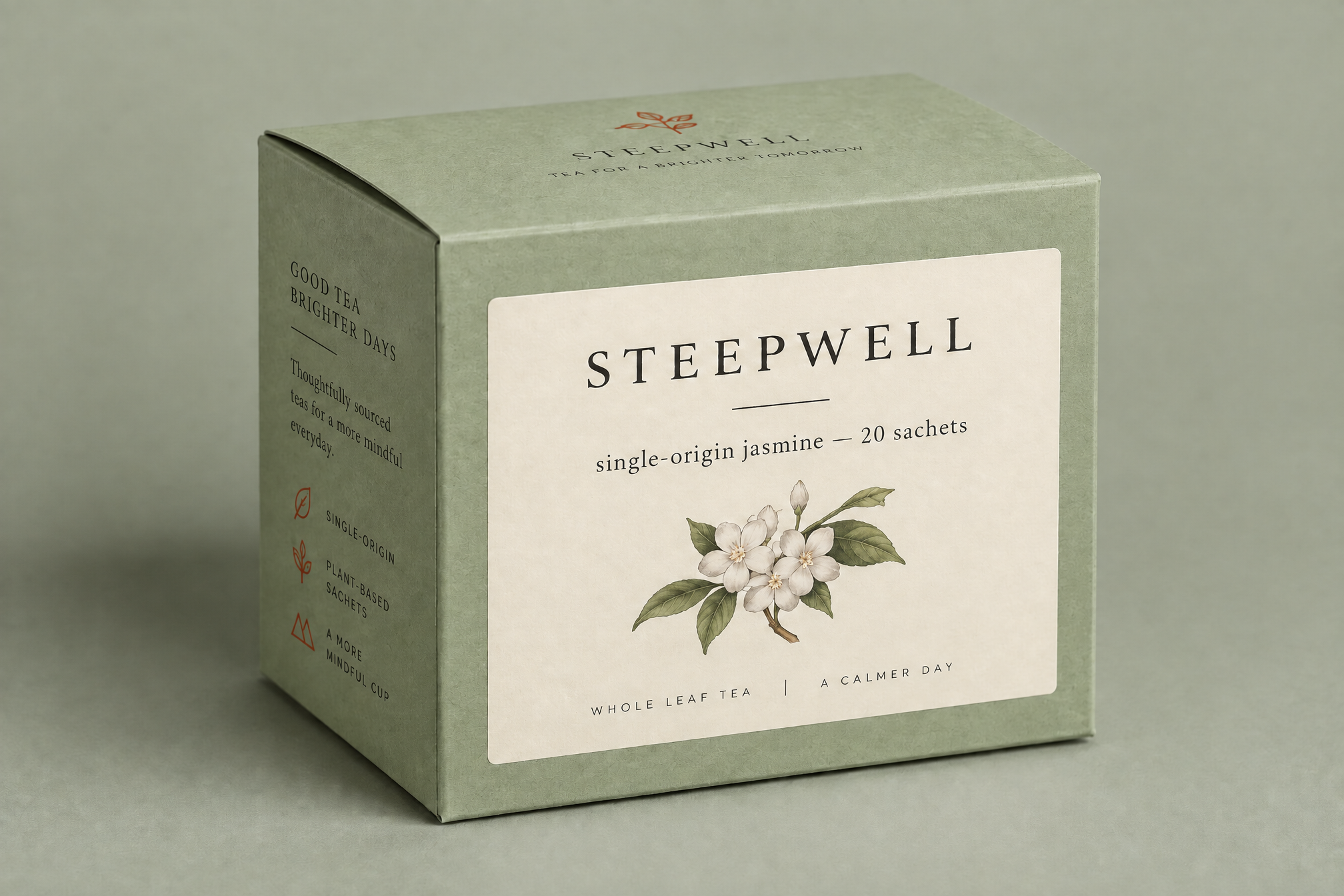 Tea box recolored to sage green as a new product variant