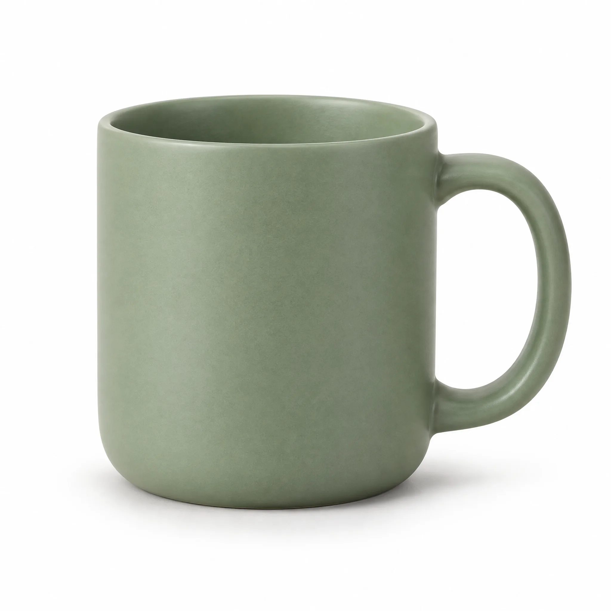 GPT Image 2.5 Sunburst example of a sage green ceramic mug on a white studio background