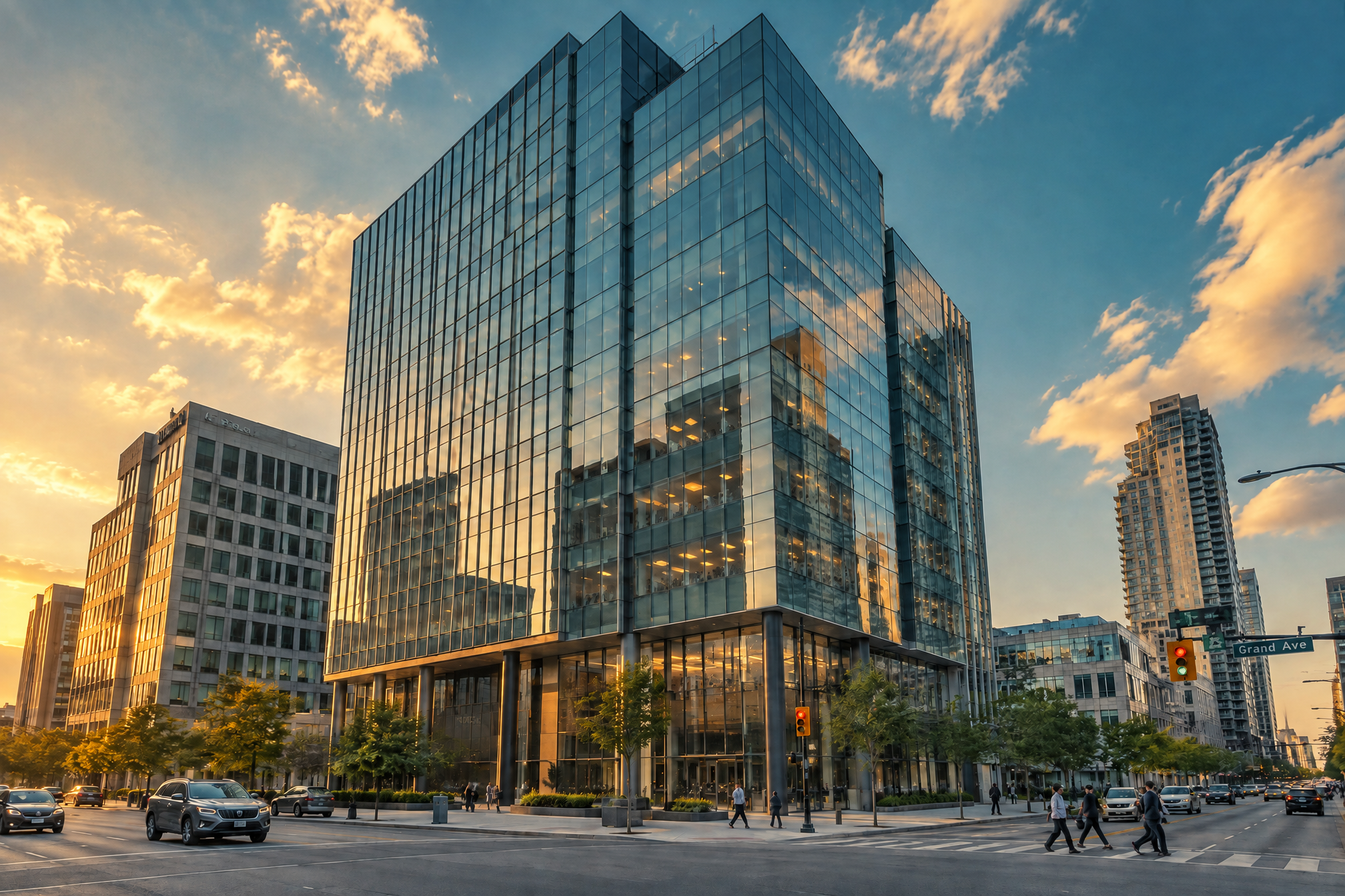 City photo regraded to a cinematic teal and amber palette