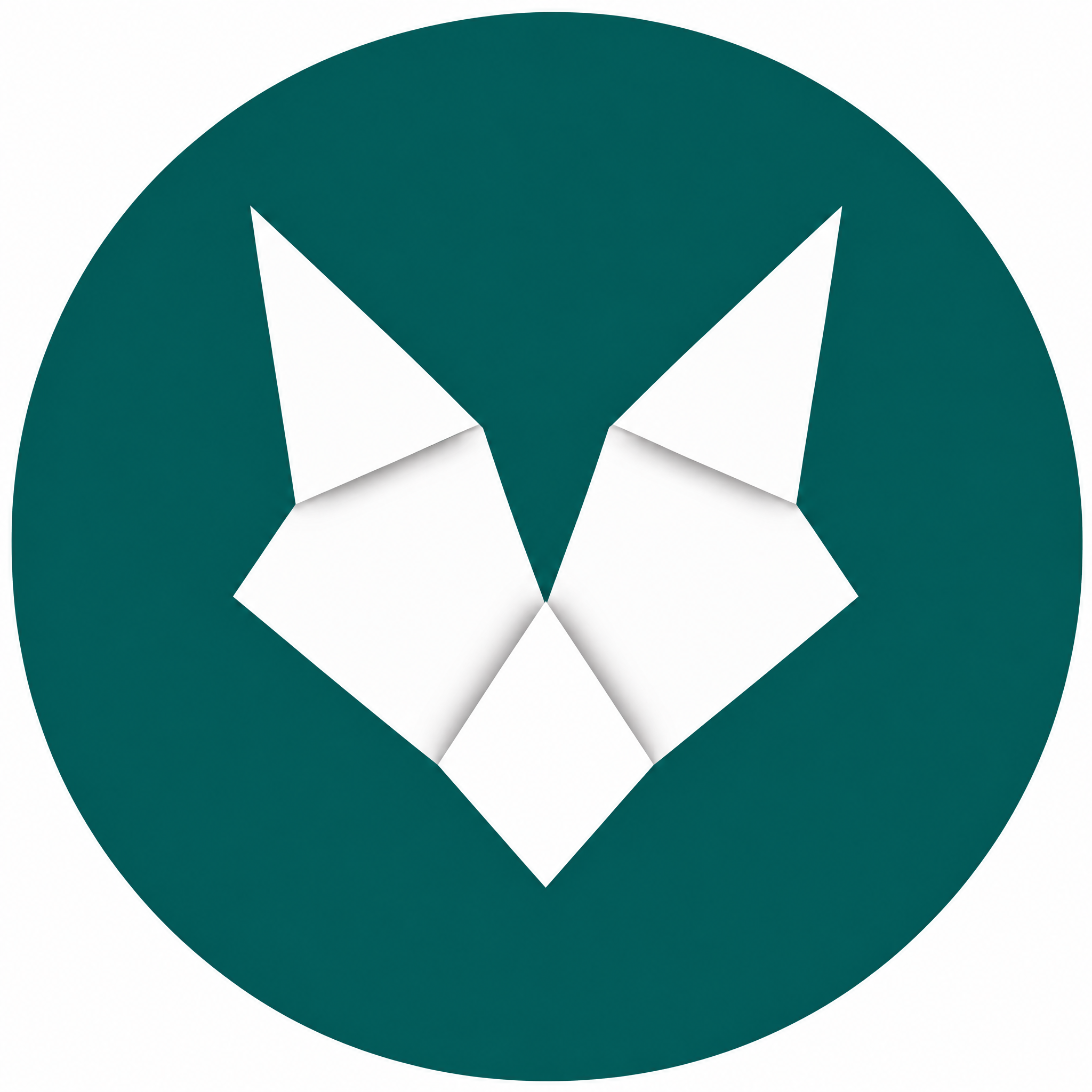 Minimal origami fox head avatar mark on deep teal