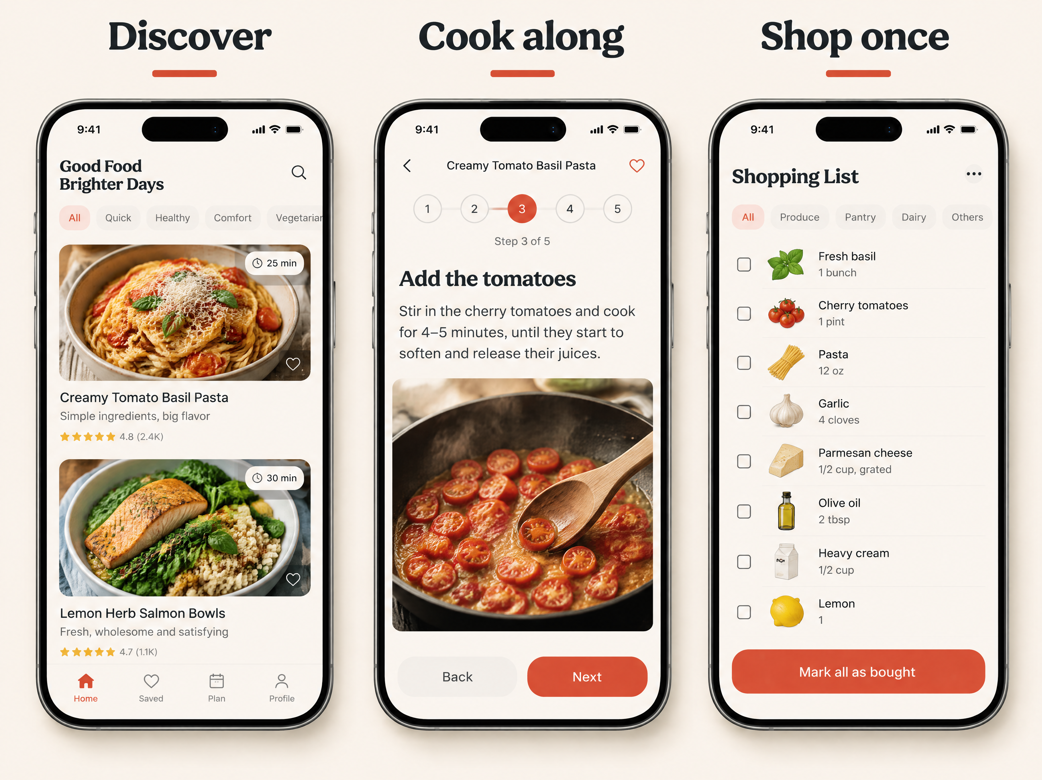 GPT Image 2.5 Sunburst example of three recipe app store screenshots