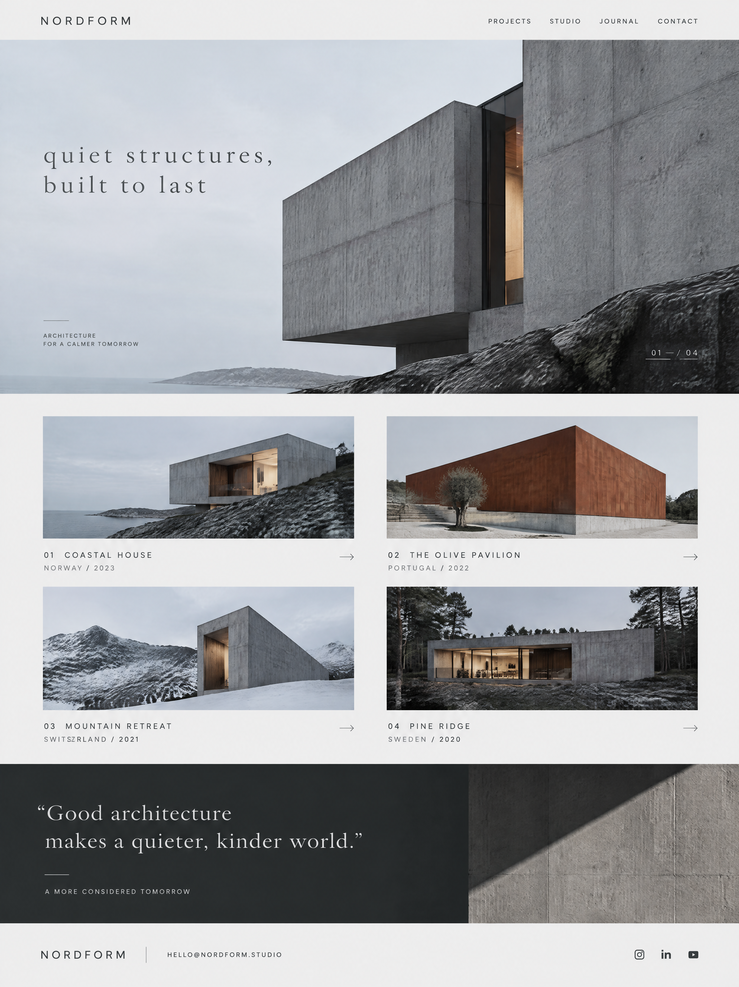 GPT Image 2.5 Sunburst example of an architecture studio website concept